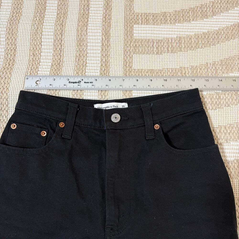Abercrombie & Fitch Curve Love Women's 25 Black Denim Jeans Grunge High Waist - Picture 3 of 6